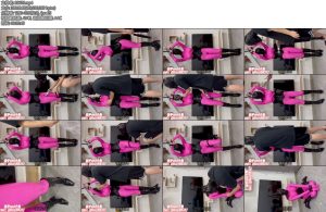 [徒手和小兔] 夏日洒水车暴汗闷热小兔穿上粉胶衣微孔头套束腰高跟靴单腿吊臂罚站虐足脚痛难忍摔倒保鲜膜塑料袋呼吸震动强高鞭打SP玩弄Part1罚站-丝依依