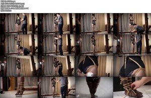 [路由原创] 绳模素颜极限紧缚踮脚吊强制电击大号口球给虐哭了-丝依依