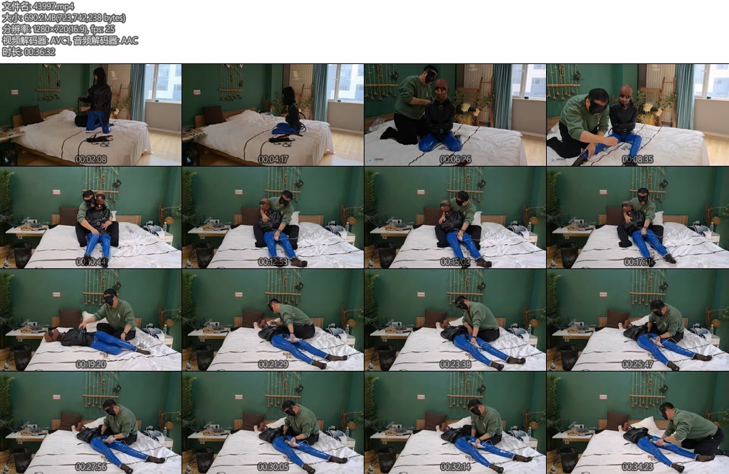 [JS原创] 激辣拘束游戏胶衣黑丝丝袜堵嘴胶带封堵头套眼罩脚铐棒棒刺激-丝依依