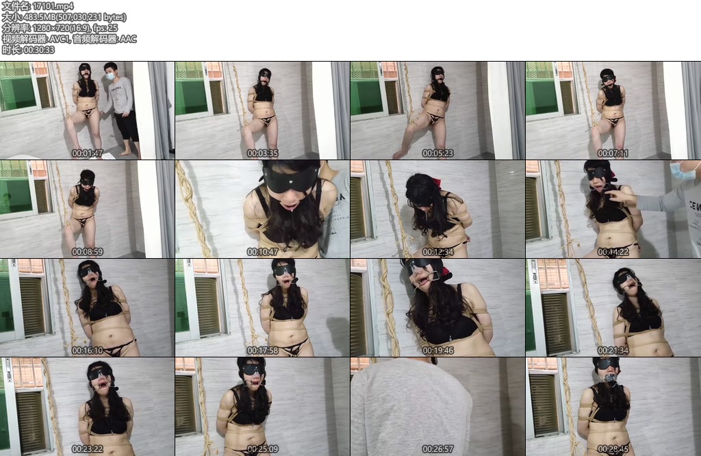 [惜缘原创] 模特小虹紧缚单腿吊，放置体验鼻夹口球，口水流一地-丝依依