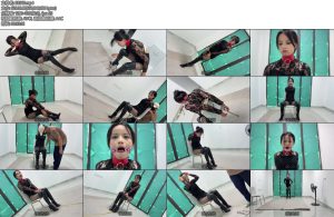 [冰悦原创] 黑丝连衣裙过膝长靴手铐脚镣展示摆姿势-丝依依