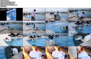 [咕咕精] 硬核整活茶茶户外海景泳池水上驷马漂浮放置当日下雨小茶茶驷马在水面上任由风吹雨打-丝依依