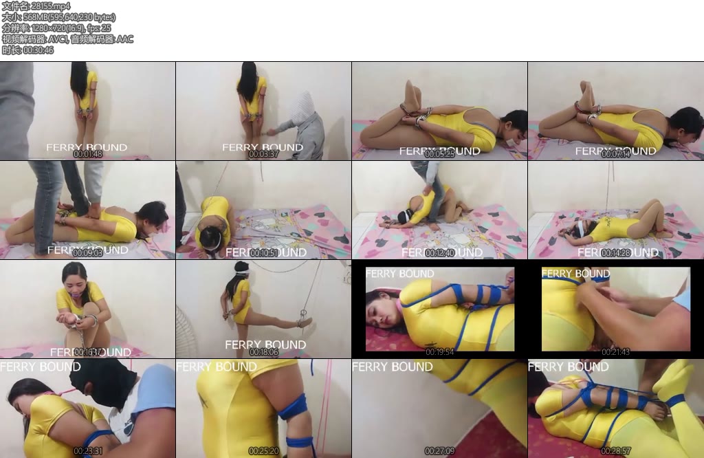 [亚洲绳艺] 被氨綸套裝囚禁的家庭主婦繩師用多種方式捆綁她折磨她打屁股振動器等等-丝依依