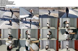 [飞天原创] 云儿内装T弹zcd连体铐户外，众人围观，吓得跑到小树林，不配合主子玩弄，回去直接倒吊起来，残酷TJ开始-丝依依