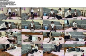 [贝特原创] 高颜值女神黑丝白领开腿捆绑放置口水直流鼻钩丝袜套头美颜破坏-丝依依