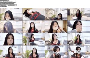 [默示录] 缚艺录 DDL002 新模小贝大眼睛微胖美女先用蓝色内裤和粉色内裤堵嘴再分别贴上透明胶带-丝依依