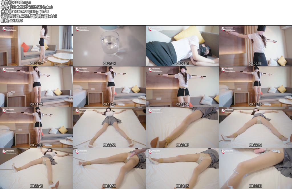 [九尾少女] 高傲肉丝美腿女boss眼镜娘，惨遭拘束捆绑凌辱，十字捆绑+大字捆绑震动-丝依依