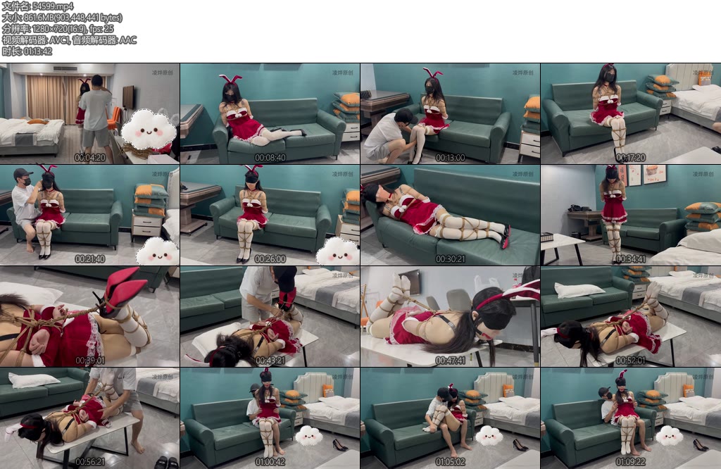 [凌烨原创] 凌day 新模瑶瑶体验圣诞礼服白色长筒袜高跟捆绑挣扎-丝依依