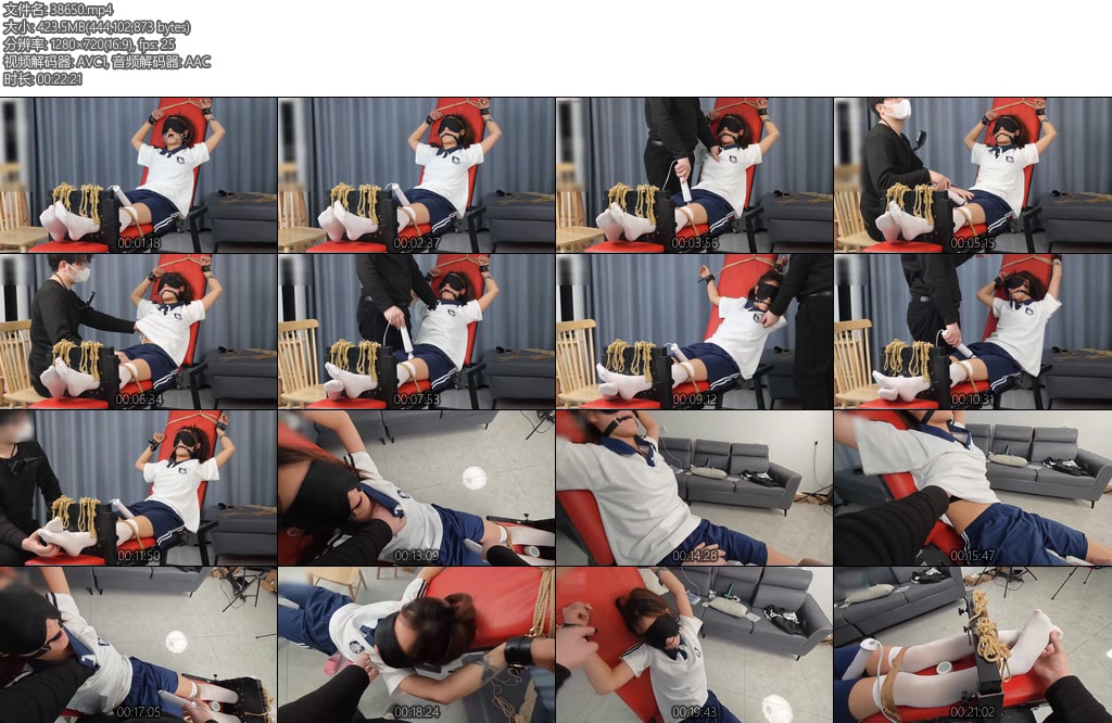 [心悦艺束] 欢欢白丝单马尾老虎凳脚枷TK强制口球堵嘴求饶不能-丝依依