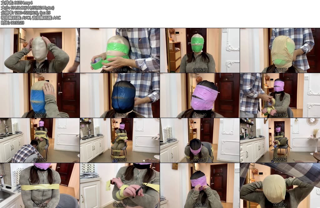 [默示录] 缚艺录小木四层丝袜套头日本进口胶带封脸让小木体验到什么叫紧实的脸部拘束-丝依依