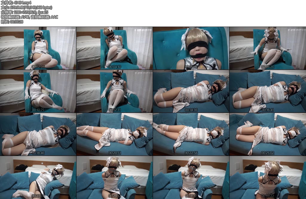 [Chirsgag] 旗袍穹妹被入室捆绑丝袜堵嘴后胶带封嘴-丝依依