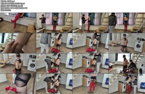 [素人原创] 大3学生美女小桐大长腿穿着金属超高细跟过膝长靴性感丁字裤黑丝捆绑狗圈牵引跪下镣铐口球TJ-丝依依