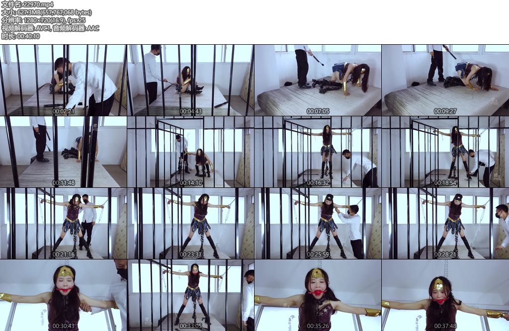 [亚洲绳艺] 监禁女侠 牢笼中采用特殊材料制成的锁链让女侠超能力-丝依依
