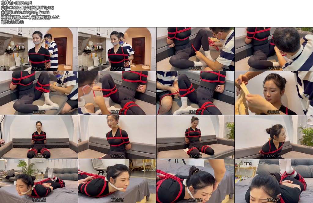 [默示录] 缚艺录小橙定拍招模特小橙的丝袜嘞嘴与驷马缚瑜伽裤奶白色长裤小橙很无奈每次都被驷马-丝依依