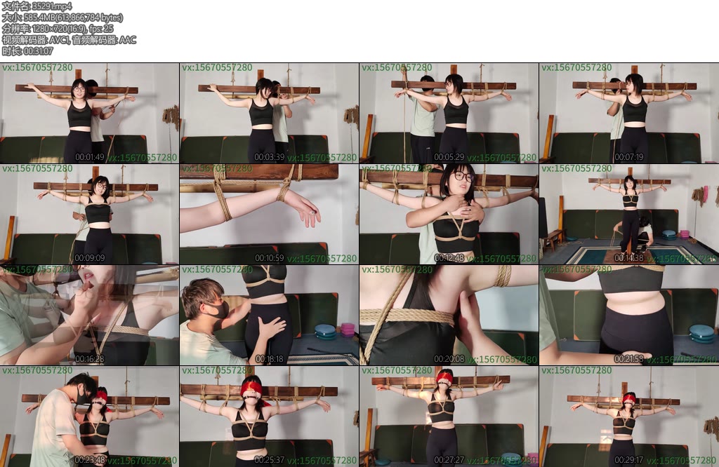 [山鬼原创] 十八岁女高中生被一男子捆在十字架上任意玩弄像小狗一样伸出舌头舔舐诱惑呻吟-丝依依