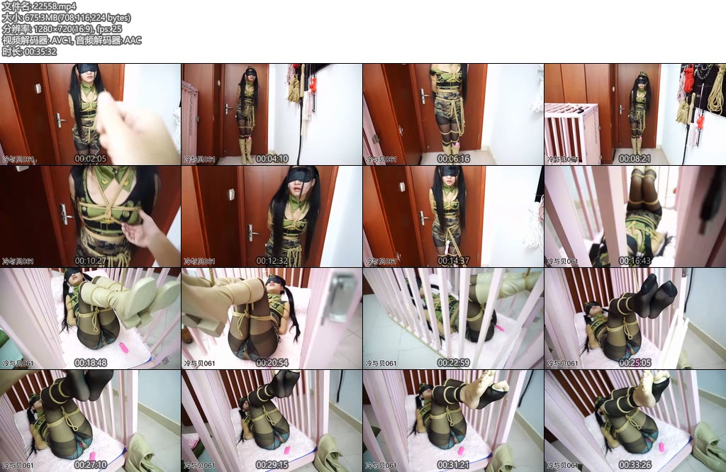 [亚洲绳艺] 双马尾女搜查官捆绑调教+股绳+鞭打+快乐棒+笼子+挠脚+黑丝-丝依依