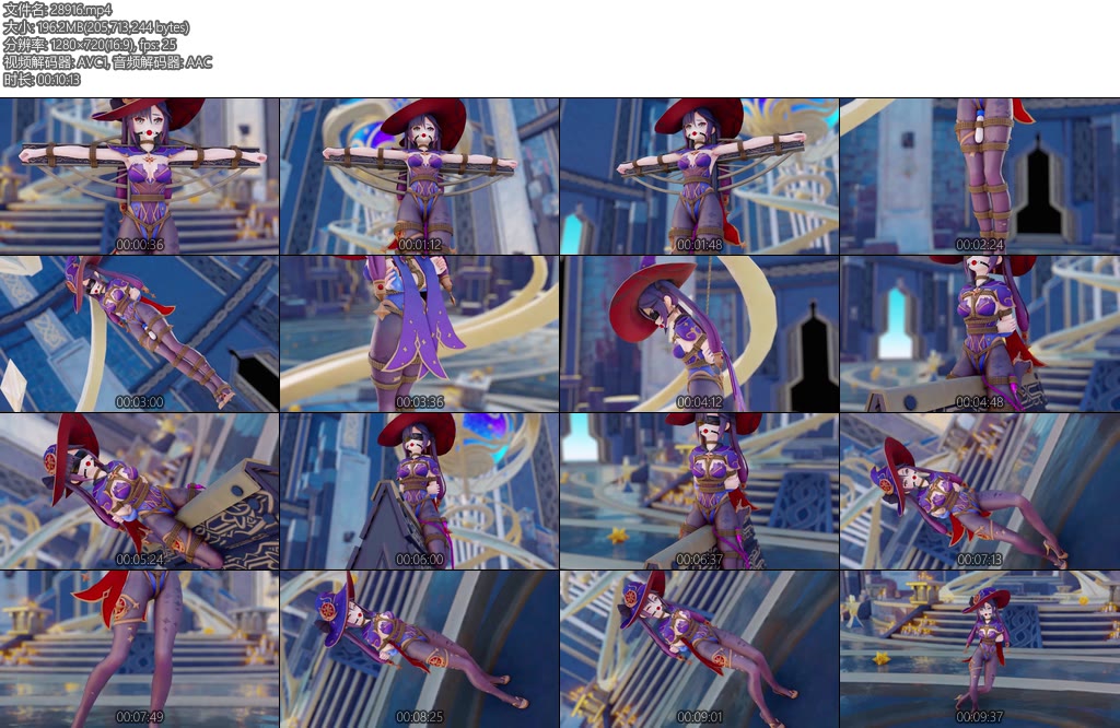 [动画片] 原神拘束 动画莫娜拘束十字架木马吊缚-丝依依