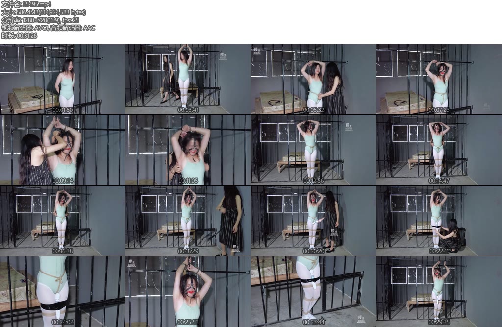 [樱束原创] 人贩子邻居的变态折磨 被人贩子捆绑关在牢中的小姐姐自解绳子挣扎自救逃跑被人贩子发现将其绑在牢房铁栏上-丝依依