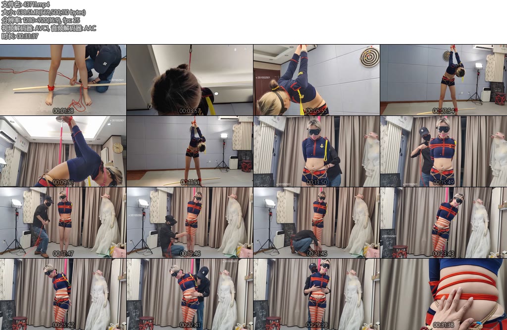 [一绳所爱] 晓晓红绳捆绑在钢管上-丝依依