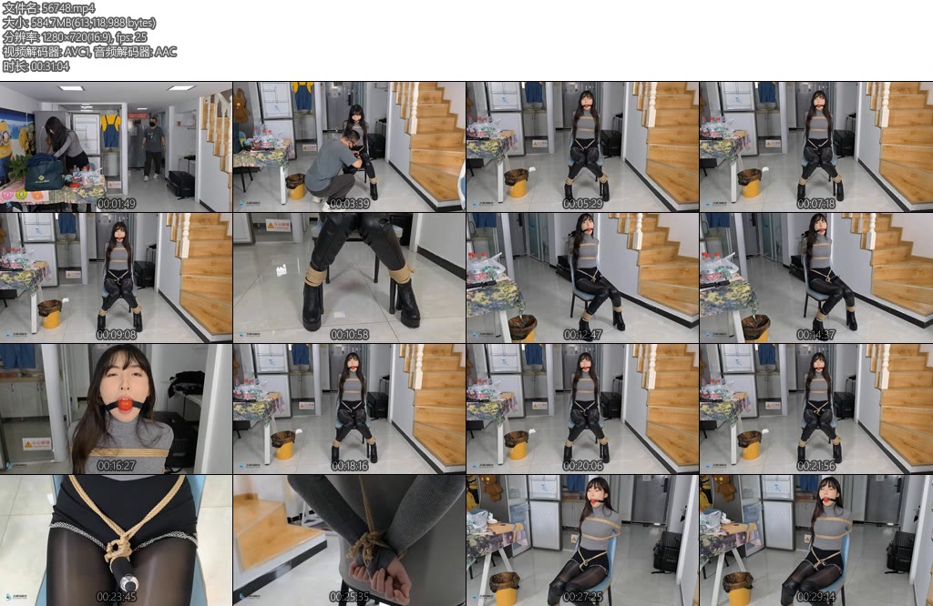 [JS原创] 欣妍抓住女贼女贼入室被擒椅子绑口球堵嘴棒棒刺激-丝依依