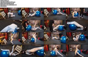 [束缘阁] 杨蕊白色全包衣瑜伽球操-丝依依