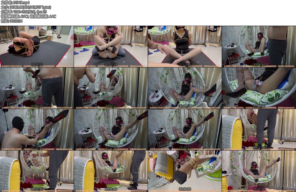 [BJ原创] 北京绳艺 黑裙灰丝吊篮开腿缚悦耳的娇喘声不绝于耳最后被QG-丝依依