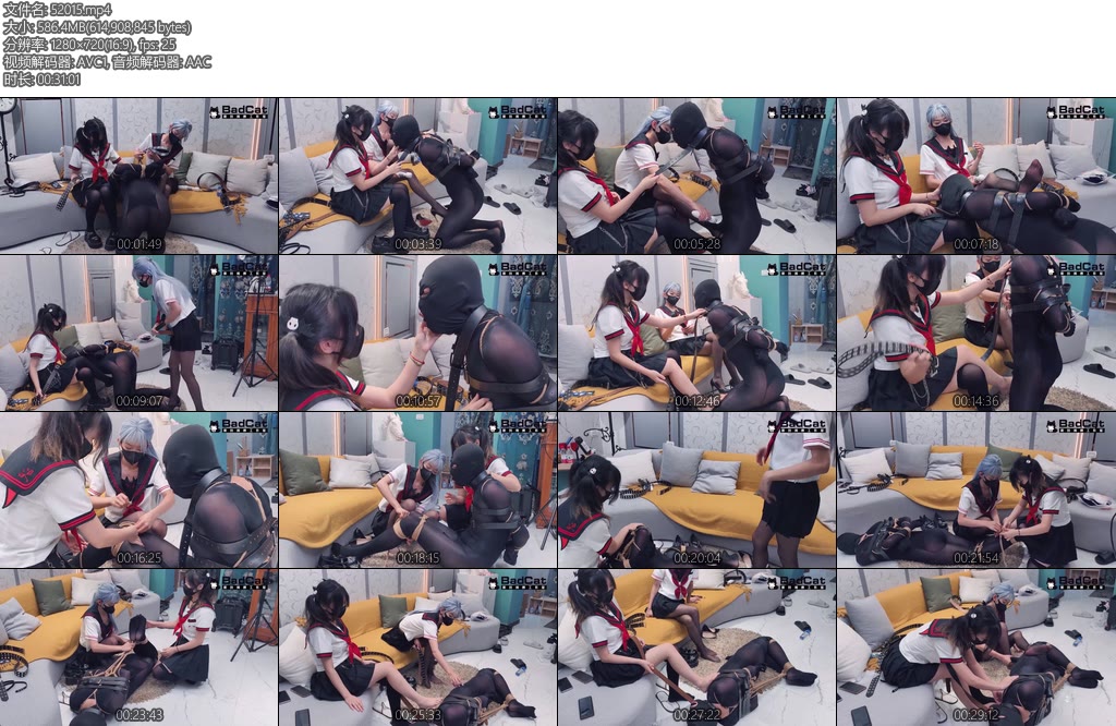 [BadCat] 双女S调教线验男M双JK可爱反差女主皮带爆揍男畜m-丝依依