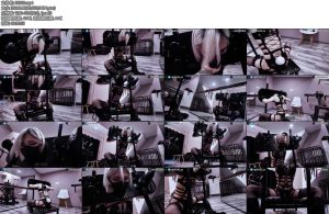 [JIOJIO原创] RBQ奴隶计划3枷锁强制跪囚禁对镜放置电击困笼锁电击刚赛皮鞭SP前列腺强制狂出精华液体-丝依依