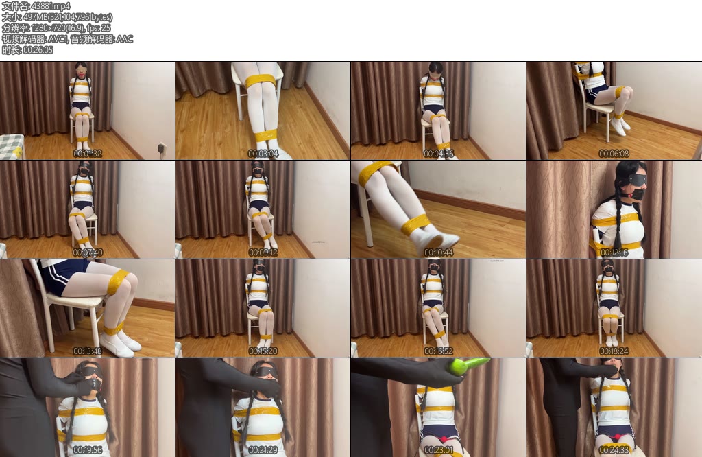 [臭脚妹妹] 白丝学妹绑架案水果大作战白丝白一带体操服胶带口球柠檬黄瓜-丝依依