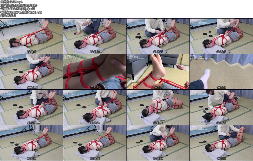 [心悦束艺] 绳艺66号3号姬肉丝红绳驷马拇指铐脚趾铐双重锁定粉色大口球堵嘴绝望挣扎-丝依依