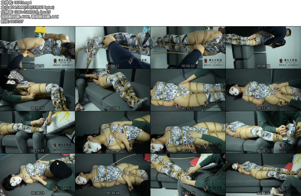 [象人原创] 小秋漫画死库水+长筒丝袜，0.4毫米细绳日式全身紧缚，绑到脚趾。全身揉捏T-丝依依