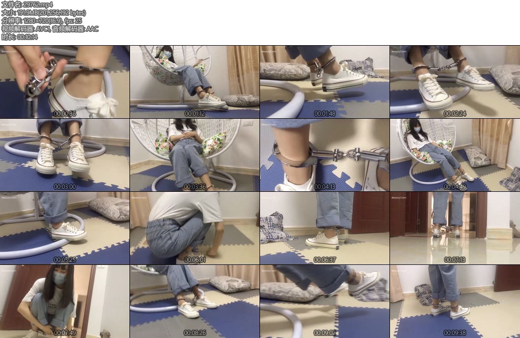 [新月原创] 红豆定拍脚铐帆布鞋走路踮脚各种秀-丝依依