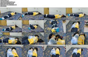 [亚洲绳艺] 巨型蜘蛛袭击两个可怜的女孩在睡觉时被蜘蛛网包裹著用网绑在一起除了祈祷什麽也做不了-丝依依