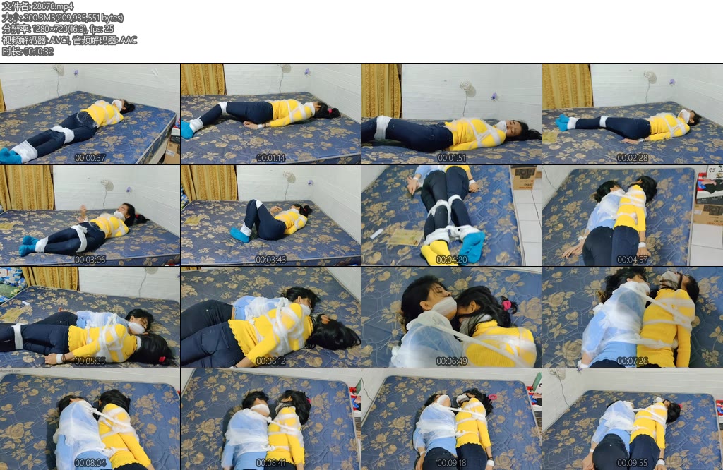 [亚洲绳艺] 巨型蜘蛛袭击两个可怜的女孩在睡觉时被蜘蛛网包裹著用网绑在一起除了祈祷什麽也做不了-丝依依