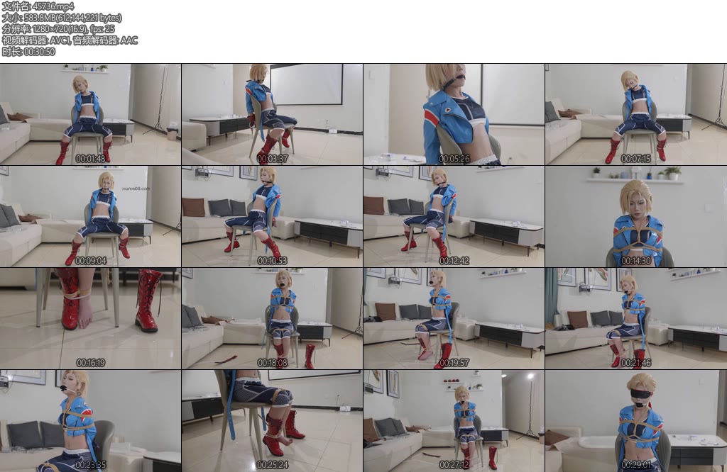 [红鲤鱼] 6K作品嘉米被紧缚无助特工被捆绑堵嘴禁锢在椅子上韩玉主演-丝依依