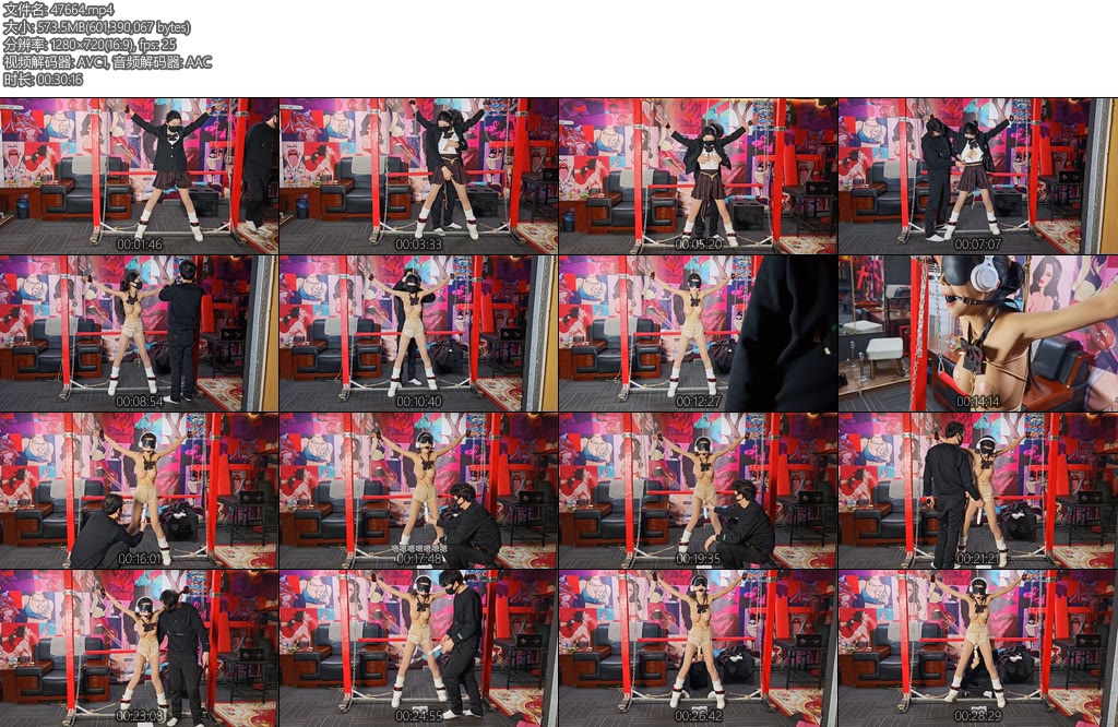 [意之窗] 汤圆JK着装龟甲缚火字形吊在龙门架上-丝依依