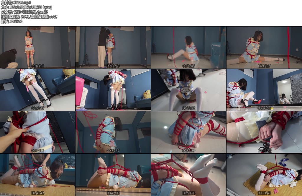 [面具原创] 跨性别绳奴粉樱无助无视野全黑美瞳超高跟鞋罚站直臂挣扎逃脱游戏规则在规定时间内脱缚完成任务超过时间则加大全身刺激-丝依依