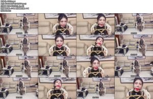 [贝特原创] 安慈高叉皮衣黑丝捆绑放置口球流口水-丝依依