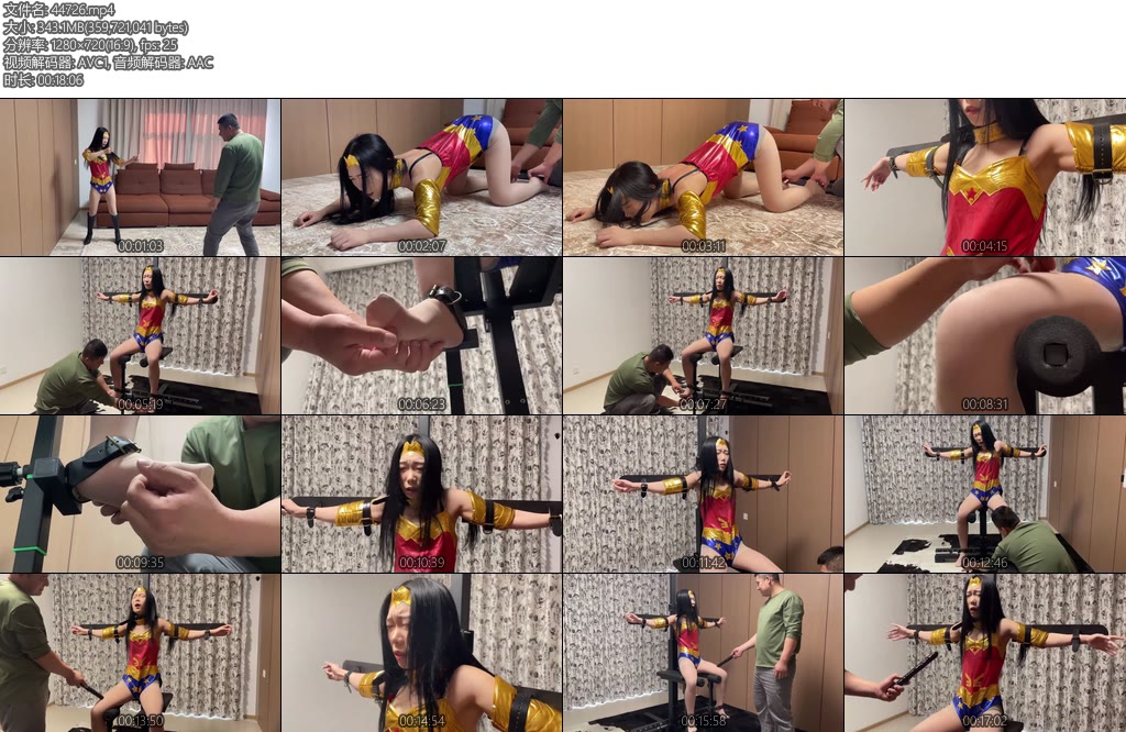 [云雀原创] 中陷阱的神奇女侠主演韩玉定身挠脚心电击足控鞭子抽打刑架固定控制-丝依依