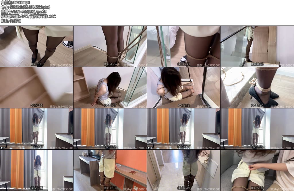 [集梦原创] 丹丹首次股绳体验股绳连手吊缚高跟鞋罚站-丝依依