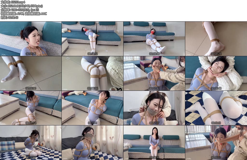 [梦川原创] 肤白貌美大长腿舞蹈生三连缚慧慧被坏人捆绑放置挣扎原味丝袜堵嘴胶带封嘴丝袜封口鼻m跪姿绑-丝依依