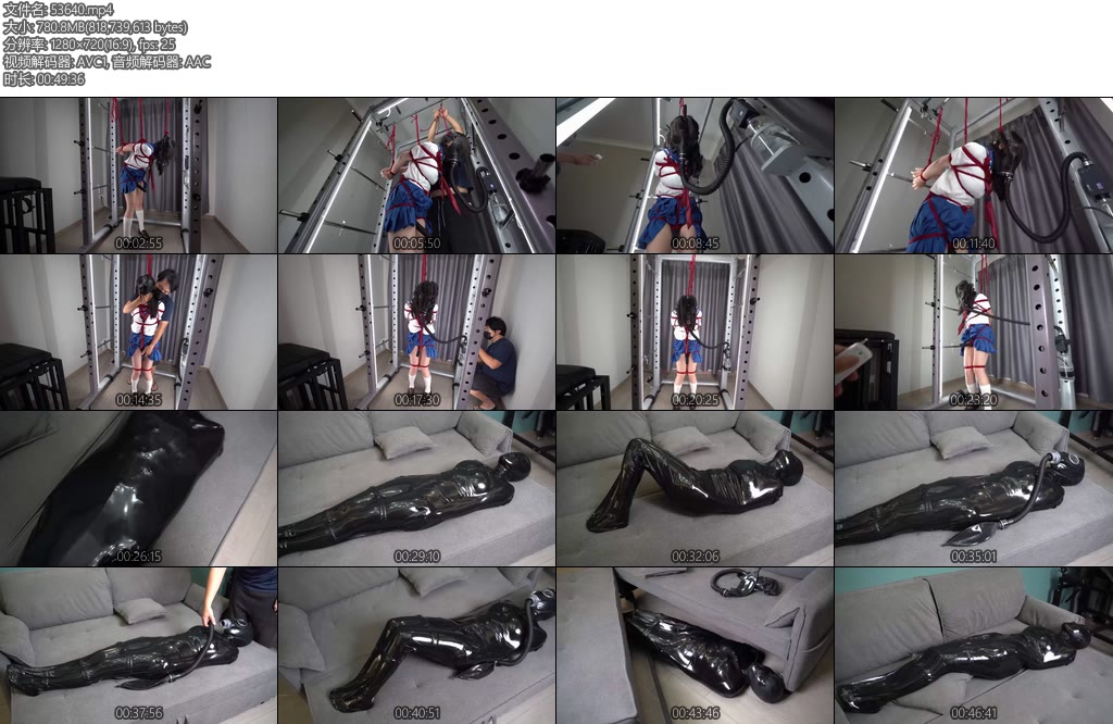 [闪闪原创] 无法呼吸的JK少女捆绑防毒面具负压瓶真空睡袋呼吸袋极限失神挣扎过度摔下沙发-丝依依