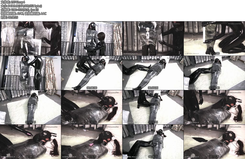 [FSS原创] kaka的胶衣保鲜膜木乃伊BP游戏胶衣百合保鲜膜木乃伊强高防毒面具-丝依依