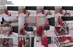 [墨雨原创] 174身高小姐姐体验穿高跟鞋带重金属手铐脚镣展示光脚白嫩丫子爬进笼中弯曲被迫艰难姿势聊天对话-丝依依