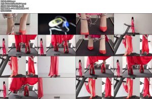 [跑步机] 性感睡裙红高跟手铐脚镣与无线TD金属GS电击器电动BB在跑步机上-丝依依