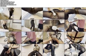 [Lebao] 欲求不满的极品黑丝高跟外围女被外卖员调教捆绑肏油亮黑丝西装高跟鞋OL极品模特独自在家自摸被外卖员发现-丝依依