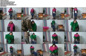 [JS原创] 哈妮羽毛围巾女孩被骗入束缚公司拍摄-丝依依