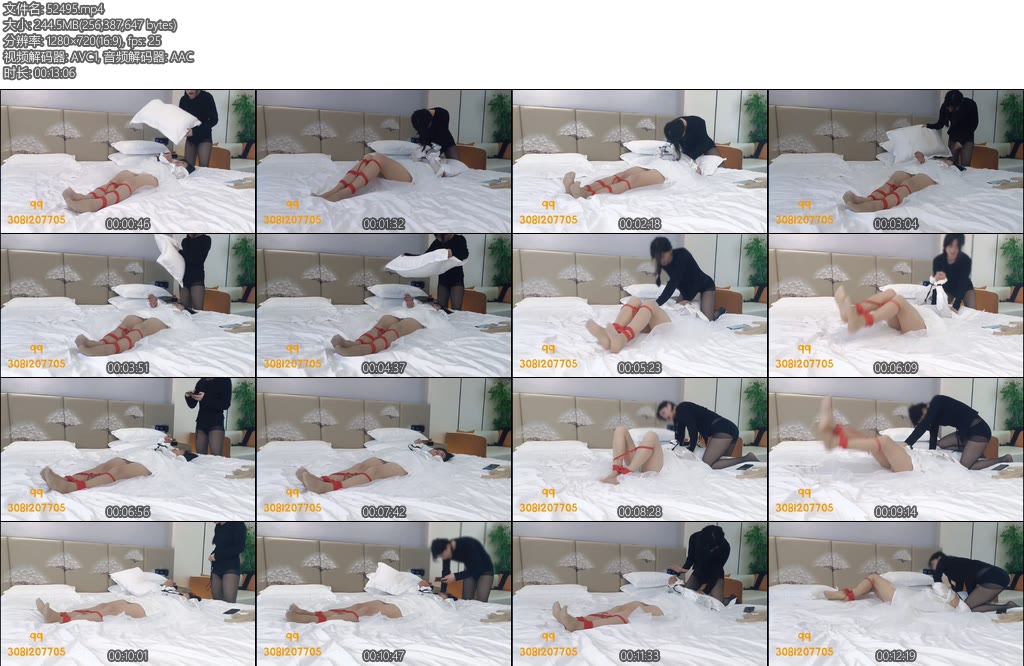 [喵酱原创] 十三分枕头捂丝袜腿部捆绑挣扎-丝依依