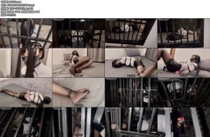 [JIOJIO原创] JIOJIO牢笼囚禁OL制服黑丝皮革拘束口球蒙眼牢笼囚禁-丝依依