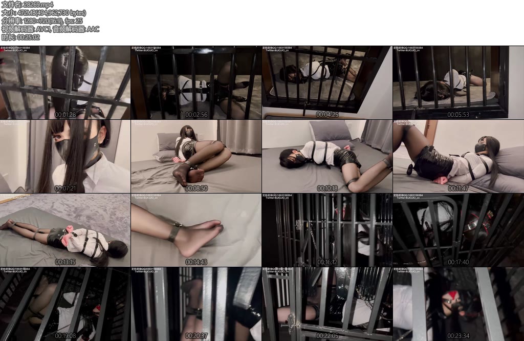 [JIOJIO原创] JIOJIO牢笼囚禁OL制服黑丝皮革拘束口球蒙眼牢笼囚禁-丝依依